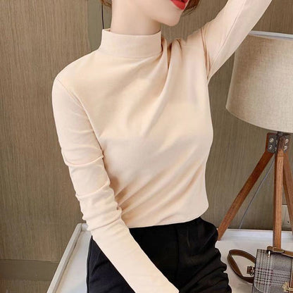 🔥Women's Comfortable Solid Color Half High Neck Long Sleeve Top