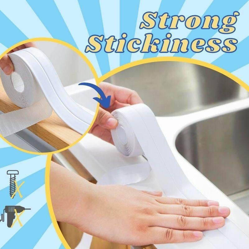 Bath Sealant Strip Self Adhesive 1/2/3 Rolls Caulk Tape White Waterproof Seal for Toilet Bathtub Shower Sink Wall Corner Kitchen with Sealing Tool 3.2m Length 38mm Width