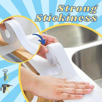 Bath Sealant Strip Self Adhesive 1/2/3 Rolls Caulk Tape White Waterproof Seal for Toilet Bathtub Shower Sink Wall Corner Kitchen with Sealing Tool 3.2m Length 38mm Width