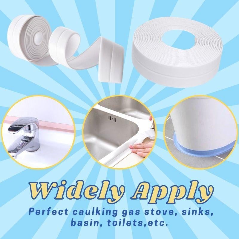 Bath Sealant Strip Self Adhesive 1/2/3 Rolls Caulk Tape White Waterproof Seal for Toilet Bathtub Shower Sink Wall Corner Kitchen with Sealing Tool 3.2m Length 38mm Width