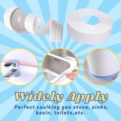 Bath Sealant Strip Self Adhesive 1/2/3 Rolls Caulk Tape White Waterproof Seal for Toilet Bathtub Shower Sink Wall Corner Kitchen with Sealing Tool 3.2m Length 38mm Width