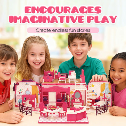 2-in-1 Portable Dollhouse Travel Bus