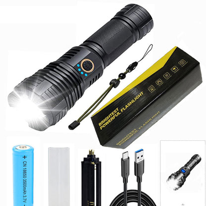Set of Super Bright Waterproof Rechargeable Flashlights with Zoom