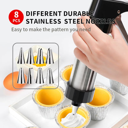 Stainless Steel Cookie Pres with 13 Discs & 8 Nozzles