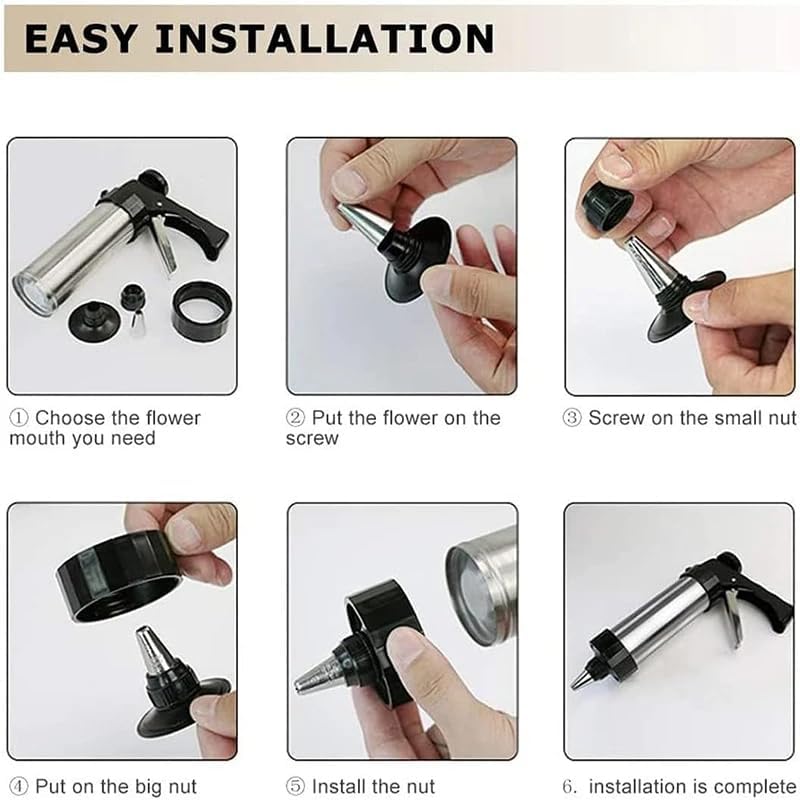 Stainless Steel Cookie Pres with 13 Discs & 8 Nozzles