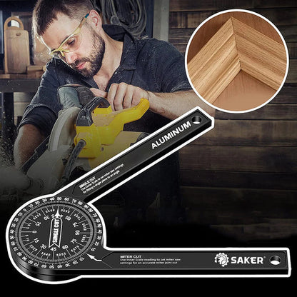 📐✨Precision Aluminum Protractor‑Miter Saw Angle Finder Gauge, 360 Degree Angle Measuring Tool, Anodized Aluminum Protractor for Woodworking, Carpentry & DIY Cutting Projects