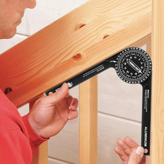 📐✨Precision Aluminum Protractor‑Miter Saw Angle Finder Gauge, 360 Degree Angle Measuring Tool, Anodized Aluminum Protractor for Woodworking, Carpentry & DIY Cutting Projects