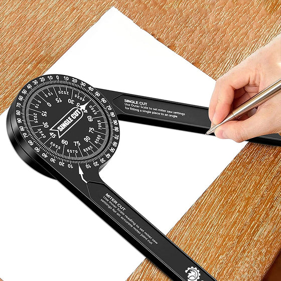 📐✨Precision Aluminum Protractor‑Miter Saw Angle Finder Gauge, 360 Degree Angle Measuring Tool, Anodized Aluminum Protractor for Woodworking, Carpentry & DIY Cutting Projects