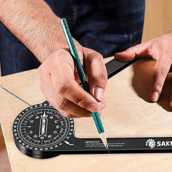 📐✨Precision Aluminum Protractor‑Miter Saw Angle Finder Gauge, 360 Degree Angle Measuring Tool, Anodized Aluminum Protractor for Woodworking, Carpentry & DIY Cutting Projects
