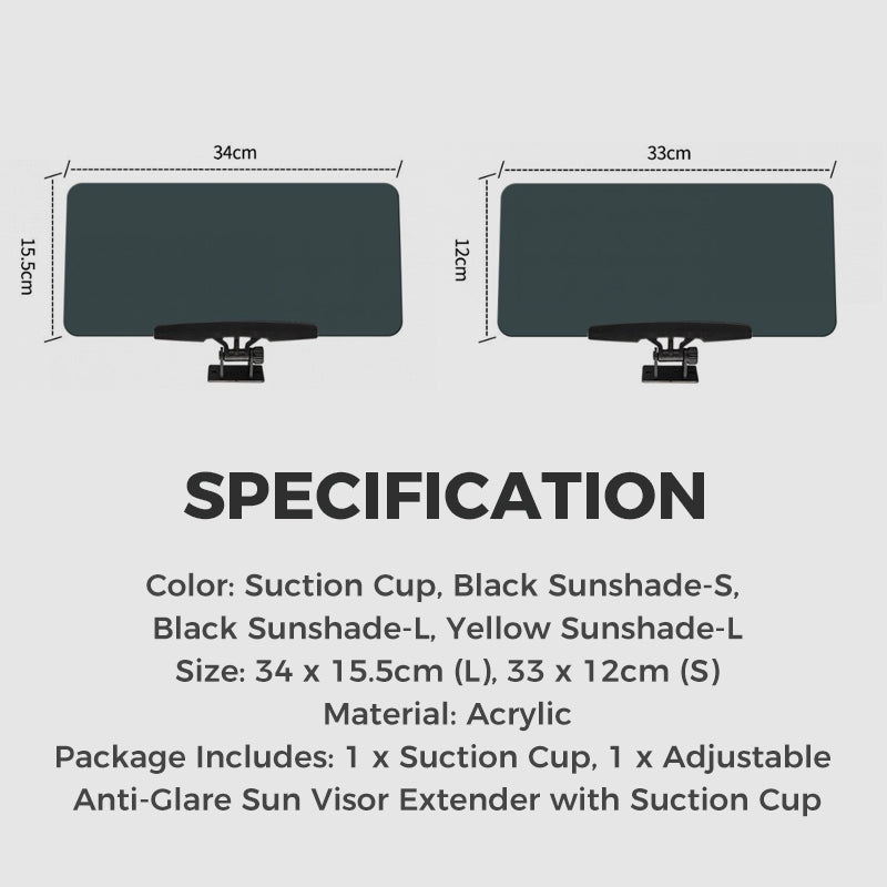 Adjustable Anti-Glare Sun Visor Extender with Suction Cup