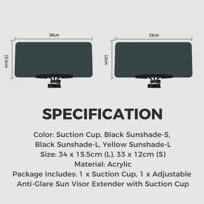 Adjustable Anti-Glare Sun Visor Extender with Suction Cup