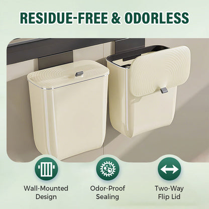 Hanging Kitchen Bin with Lid – No Smell, Space-Saving Rubbish Bin for Cabinet/Wall Use
