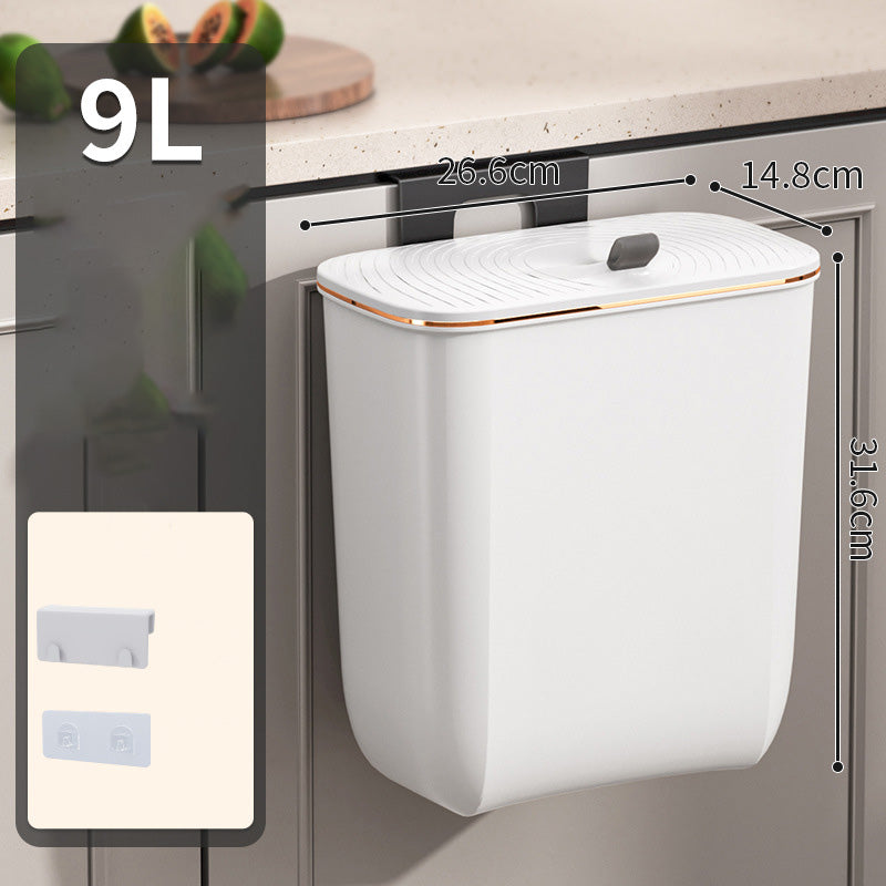 Hanging Kitchen Bin with Lid – No Smell, Space-Saving Rubbish Bin for Cabinet/Wall Use