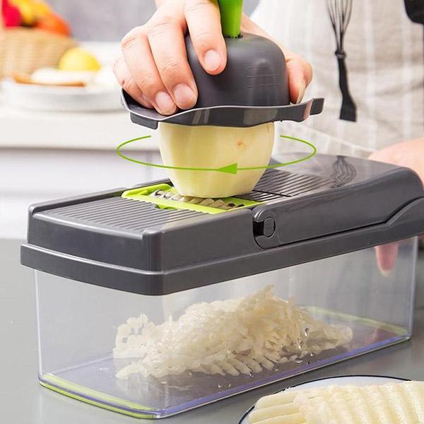 ✨Multifunction vegetable slicer – stainless steel blades, easy to clean, multiple cooking modes
