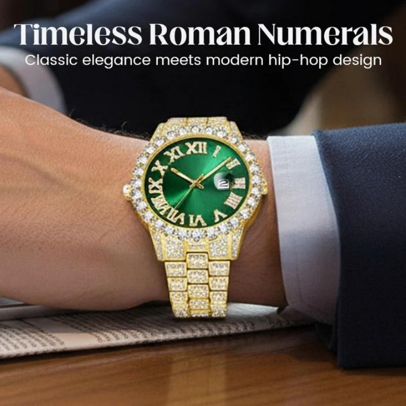 💎 Steal the Spotlight! Full Rhinestone Men's Quartz Watch | Luxe Design, Statement Look