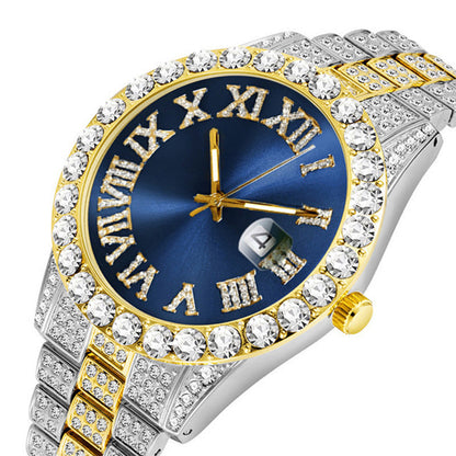 💎 Steal the Spotlight! Full Rhinestone Men's Quartz Watch | Luxe Design, Statement Look