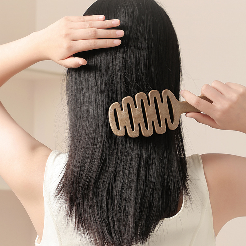 Boar Bristles Hair Brush with Curved Design