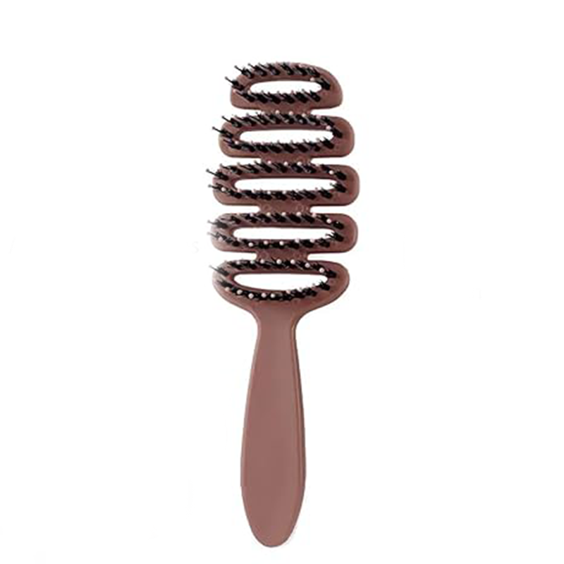 Boar Bristles Hair Brush with Curved Design