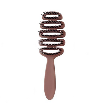 Boar Bristles Hair Brush with Curved Design