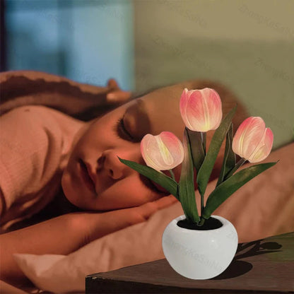 🔥LED Tulip Night Light Flower Table Lamp🌷