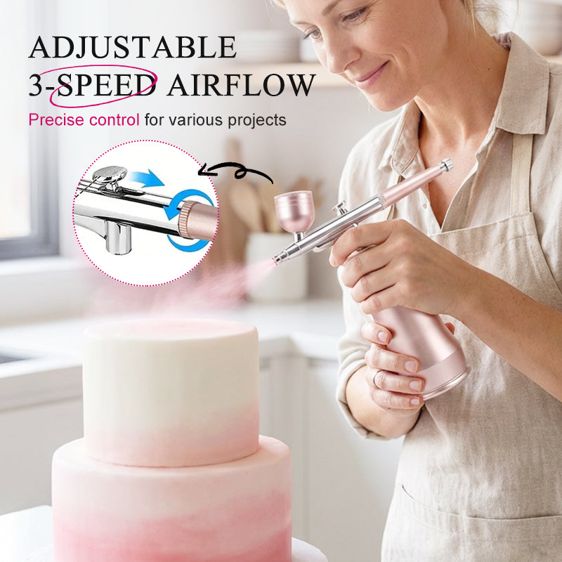 🎨Three pressure settings + wireless freedom! Professional-grade airbrush for makeup, nail art, and modeling—all in one device!