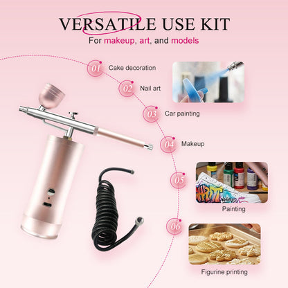 🎨Three pressure settings + wireless freedom! Professional-grade airbrush for makeup, nail art, and modeling—all in one device!
