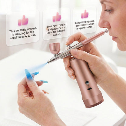 🎨Three pressure settings + wireless freedom! Professional-grade airbrush for makeup, nail art, and modeling—all in one device!
