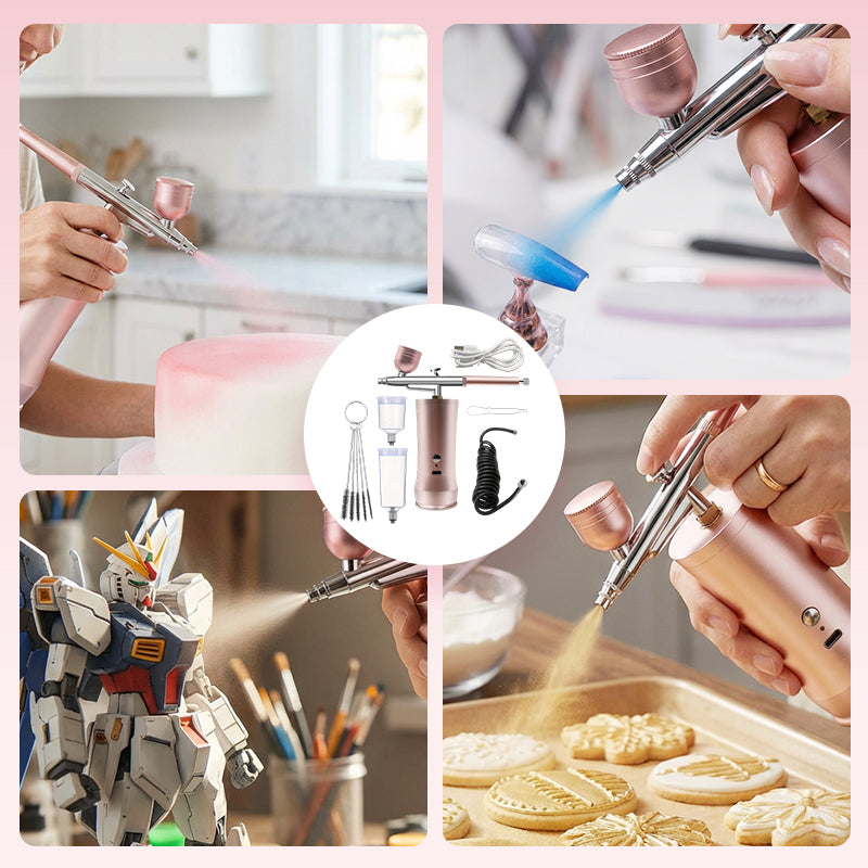 🎨Three pressure settings + wireless freedom! Professional-grade airbrush for makeup, nail art, and modeling—all in one device!