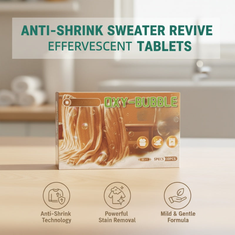 🧶 Sweater Revive Effervescent Tablets – Anti-Shrink, Restores Softness & Safe for Colors 🧺