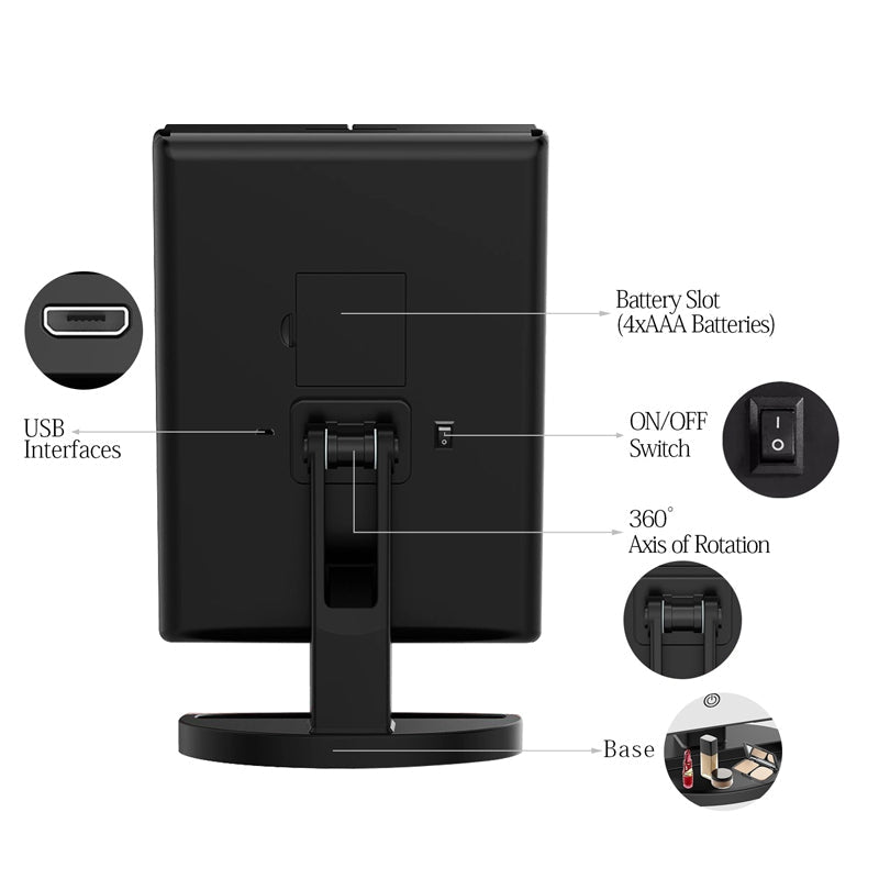 Tri-Fold Makeup Mirror with Lights