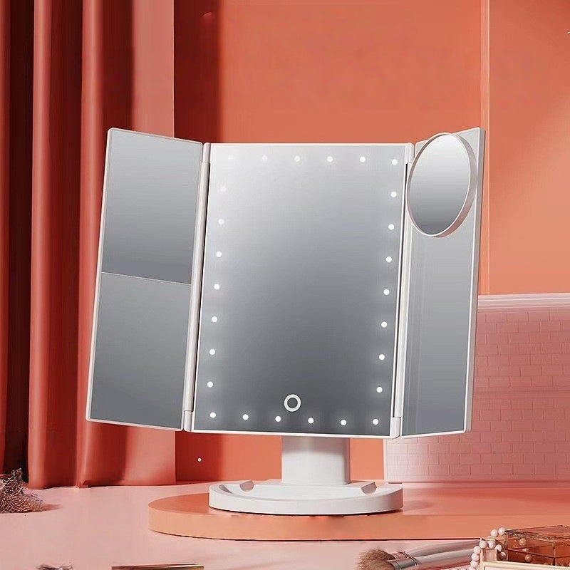 Tri-Fold Makeup Mirror with Lights