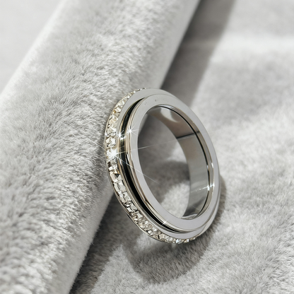 💍Titanium Steel Rotatable Spinner Ring with Zirconia