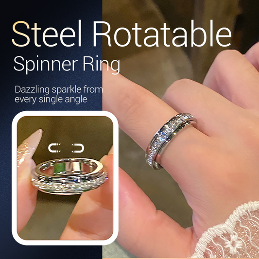 💍Titanium Steel Rotatable Spinner Ring with Zirconia