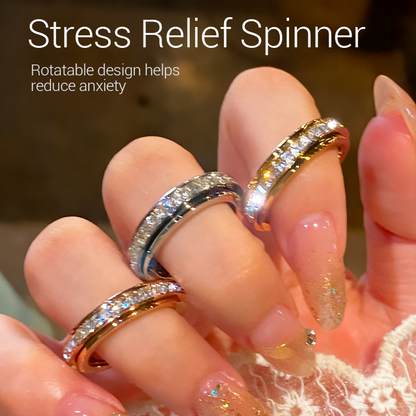 💍Titanium Steel Rotatable Spinner Ring with Zirconia