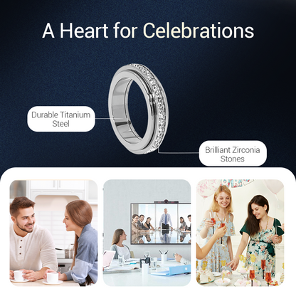 💍Titanium Steel Rotatable Spinner Ring with Zirconia