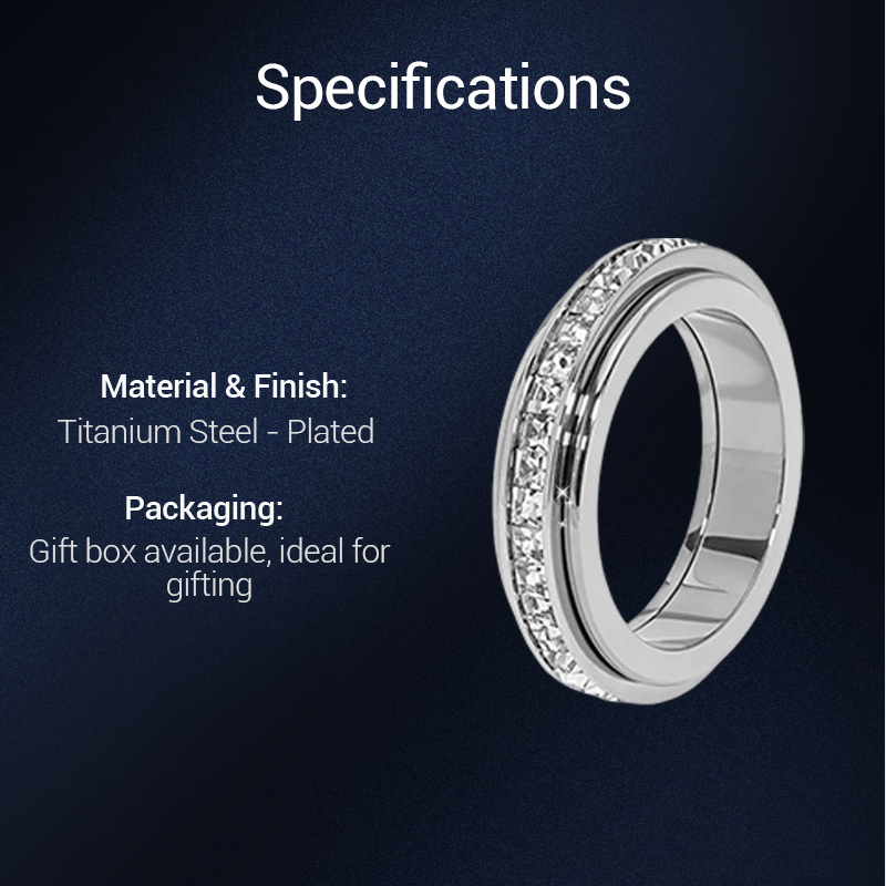 💍Titanium Steel Rotatable Spinner Ring with Zirconia