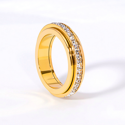 💍Titanium Steel Rotatable Spinner Ring with Zirconia