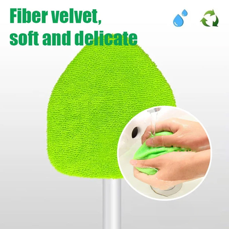 Extendable Windshield Cleaning Tool – 180° Rotating Head Car Window Cleaner with Non-Slip Grip & 4 Reusable Washable Microfiber Pads, Streak-Free Interior Glass Cleaning Kit