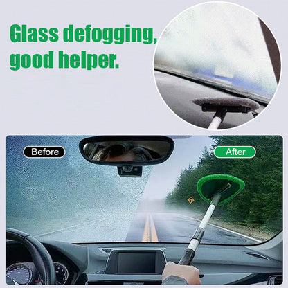Extendable Windshield Cleaning Tool – 180° Rotating Head Car Window Cleaner with Non-Slip Grip & 4 Reusable Washable Microfiber Pads, Streak-Free Interior Glass Cleaning Kit