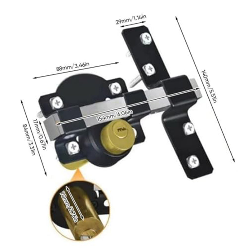 Heavy-Duty Long Throw Gate Lock – Dual-Sided Key, 5 Keys Included