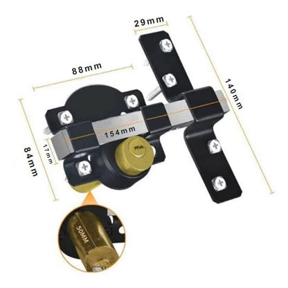 Heavy-Duty Long Throw Gate Lock – Dual-Sided Key, 5 Keys Included