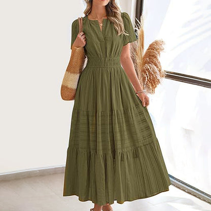 💕Women's Boho Chic Smocked Waist Maxi Dress