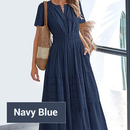 💕Women's Boho Chic Smocked Waist Maxi Dress