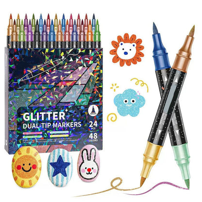 Glitter Brush Markers – dual-tip design, shimmering ink makes cards & crafts sparkle