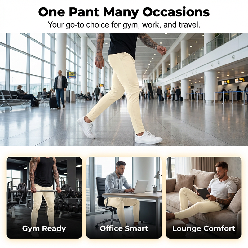 Men's Casual Slim-Fit Stretch Tapered Pants