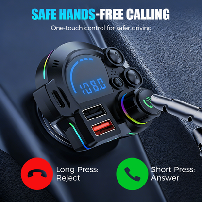 📻 🚗 Universal Dual-Port Car FM Bluetooth Transmitter – Wireless Music, Hands-Free Calling & Dual USB Charger