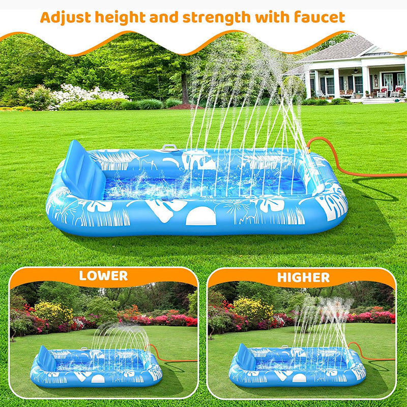 💦Inflatable Tanning Pool Lounger – Smart spray cools you automatically. Detachable pillow, cup holders & safety handles. Holds 2 adults (350lb). Perfect for garden or beach! 🏖️🌞