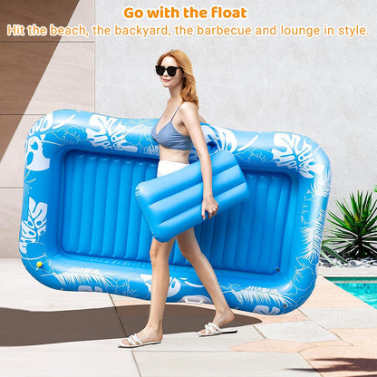 💦Inflatable Tanning Pool Lounger – Smart spray cools you automatically. Detachable pillow, cup holders & safety handles. Holds 2 adults (350lb). Perfect for garden or beach! 🏖️🌞