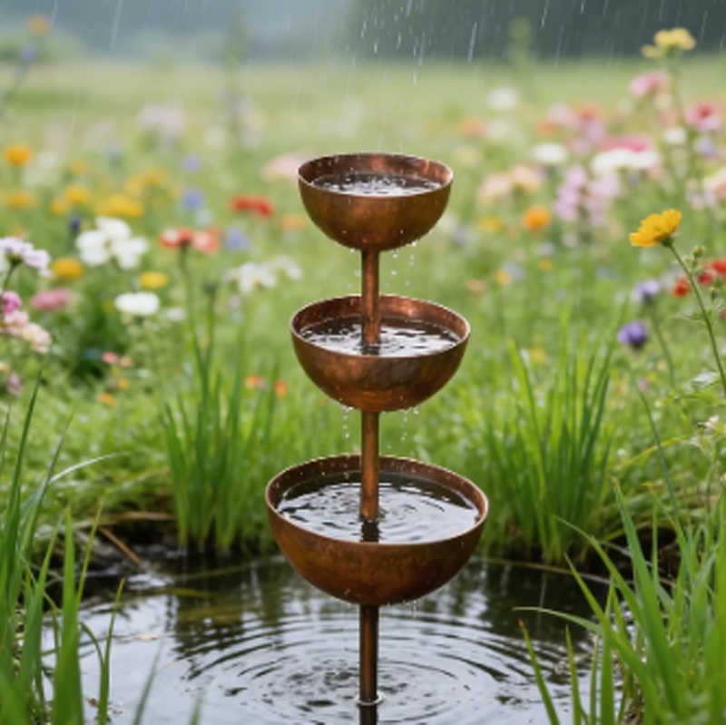 ☔️3-Tier Rustic Metal Bird Feeder & Drinker Stake