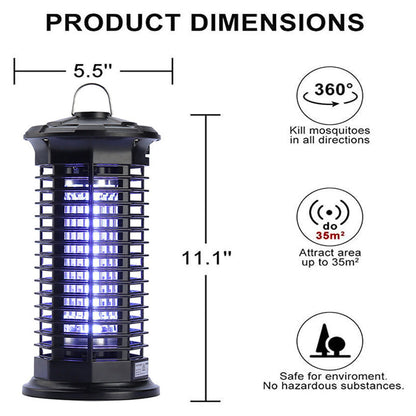 🏠High-Efficiency Electric Bug Zapper Lamp – Powerful UV Light, Safe for Indoor & Outdoor Use